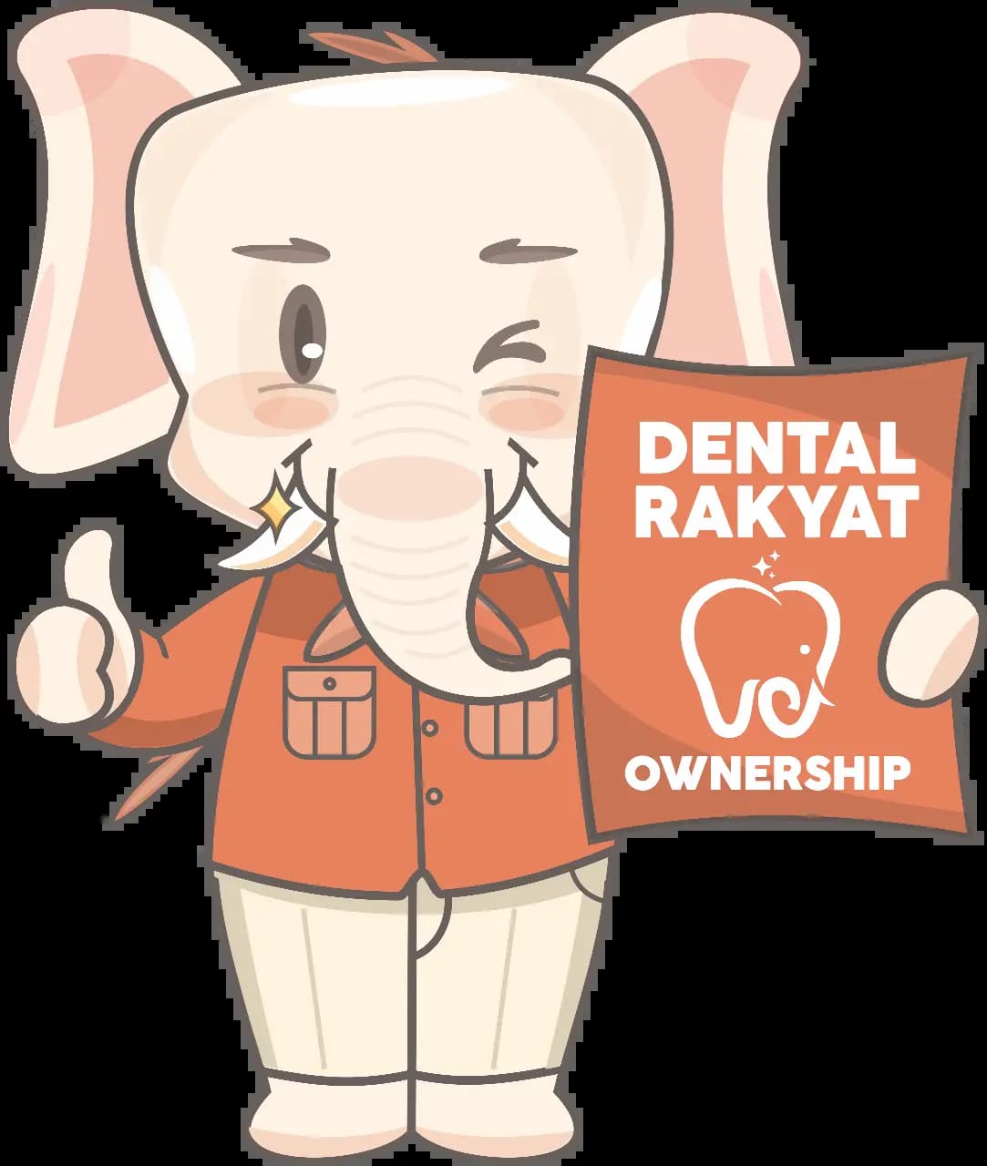 Maskot Superdera memegang papan kepemilikan